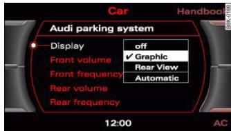 AUDI A5 - Switching graphic display/reversing camera on and off - 1