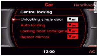 AUDI A5 - Setting the central locking system - 1
