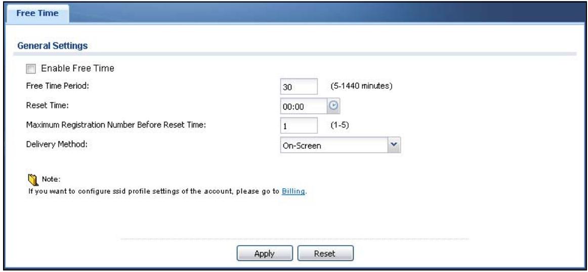 ZYXEL UAG2100 - The Free Time Screen - 1