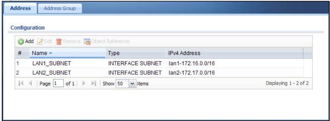 ZYXEL UAG2100 - Address Summary Screen - 1