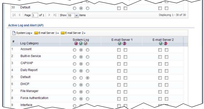 ZYXEL UAG2100 - Edit System Log Settings - 3