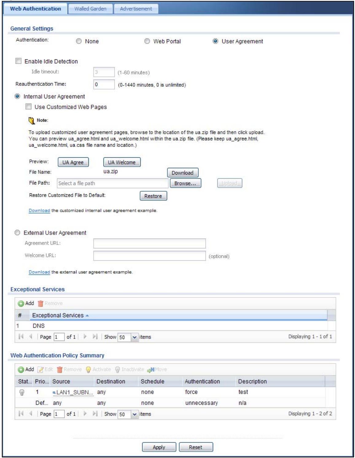 ZYXEL UAG2100 - Web Authentication Screen - 2