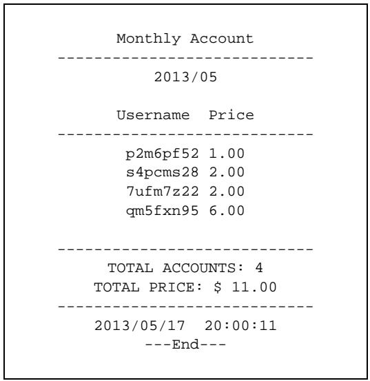 ZYXEL UAG2100 - Monthly Account Summary - 1