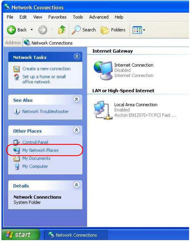 ZYXEL UAG2100 - Select My Network Places under Other Places. - 1