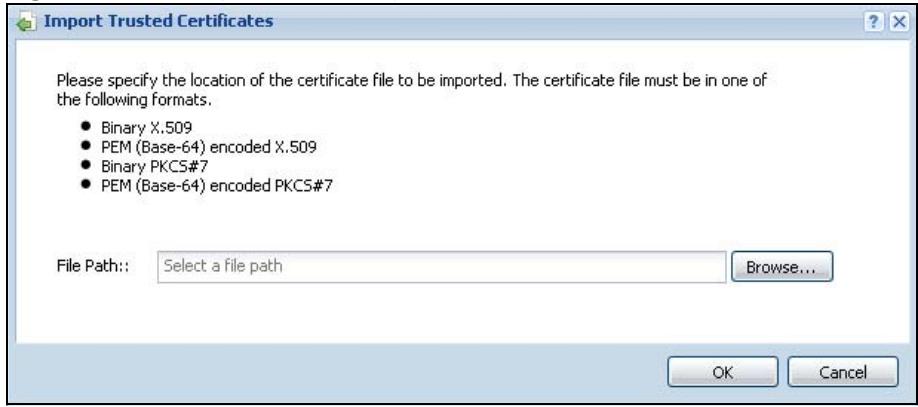 ZYXEL UAG2100 - The Trusted Certificates Import Screen - 1