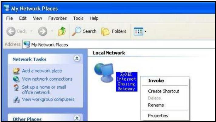 ZYXEL UAG2100 - Select My Network Places under Other Places. - 2