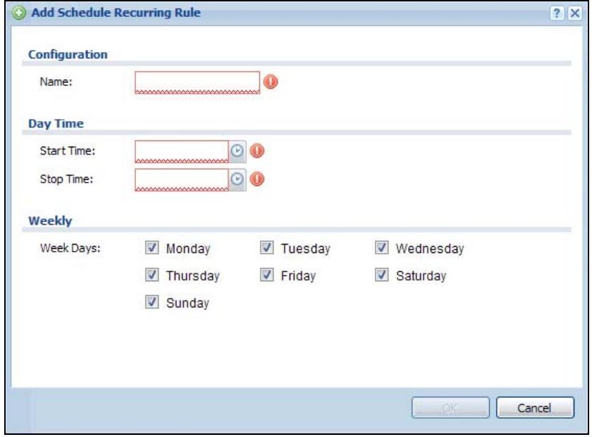 ZYXEL UAG2100 - The Recurring Schedule Add/Edit Screen - 1