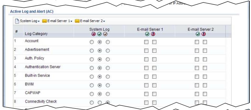 ZYXEL UAG2100 - Edit System Log Settings - 2