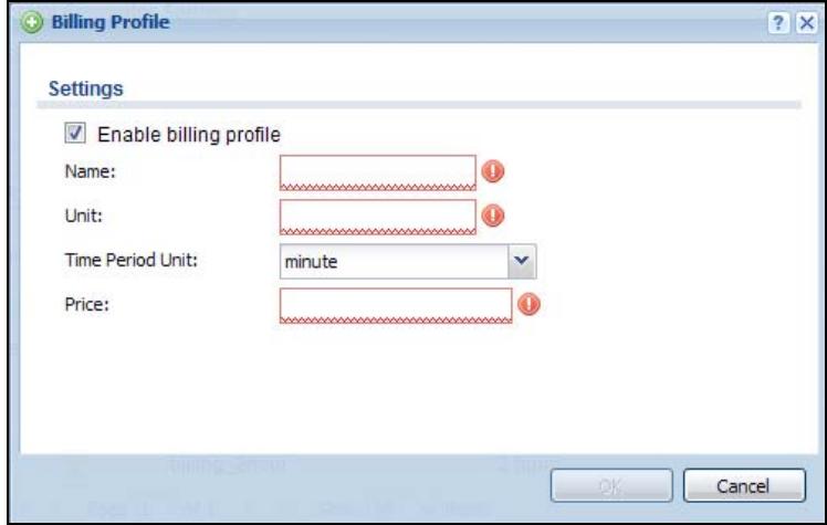 ZYXEL UAG2100 - The Billing Profile Add/Edit Screen - 1
