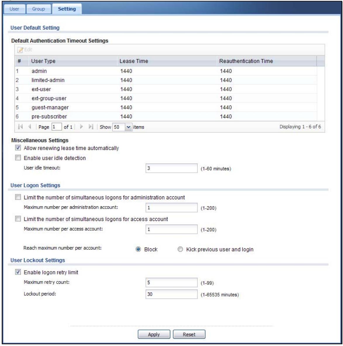 ZYXEL UAG2100 - The User/Group Setting Screen - 1