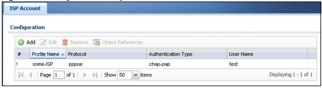 ZYXEL UAG2100 - ISP Account Summary - 1