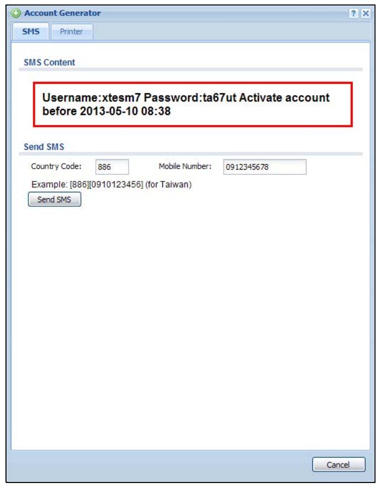 ZYXEL UAG2100 - The Account Generator Screen - 2