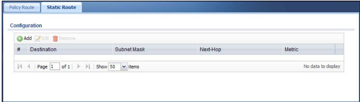 ZYXEL UAG2100 - IP Static Route Screen - 1