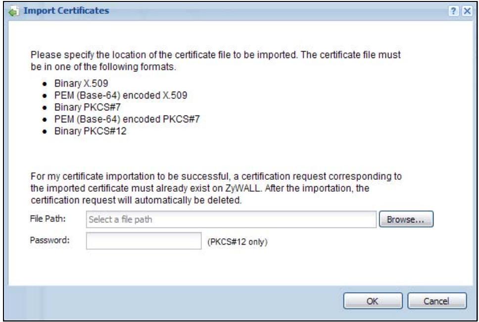 ZYXEL UAG2100 - The My Certificates Import Screen - 1