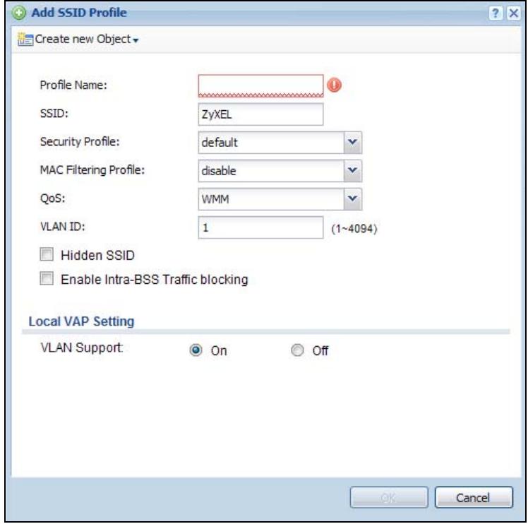 ZYXEL UAG2100 - Add/Edit SSID Profile - 1