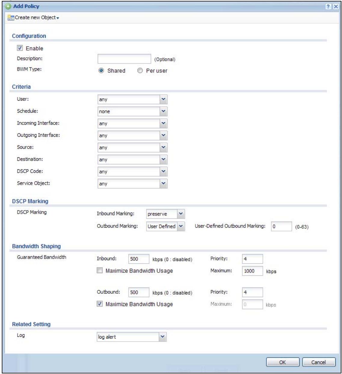 ZYXEL UAG2100 - The Bandwidth Management Add/Edit Screen - 2
