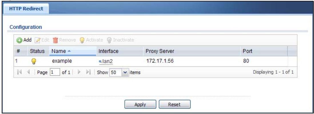 ZYXEL UAG2100 - The HTTP Redirect Screen - 1