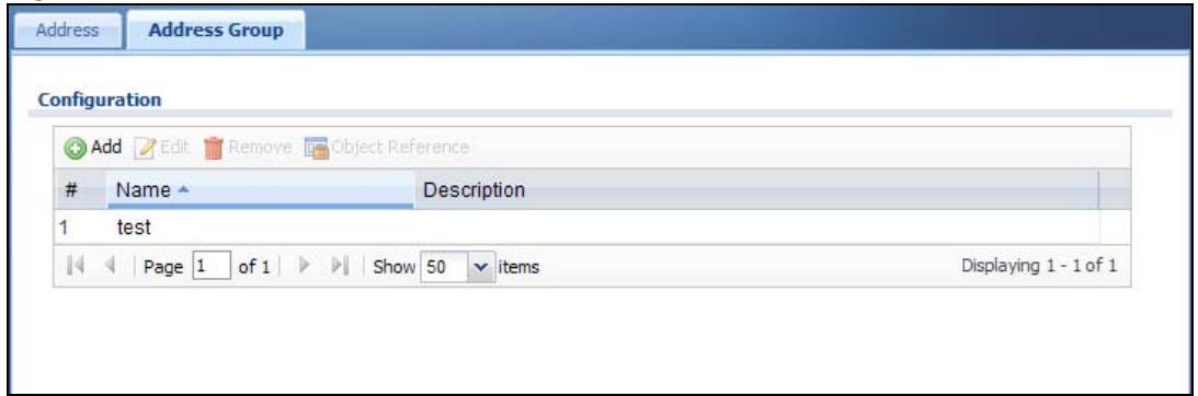ZYXEL UAG2100 - Address Group Summary Screen - 1