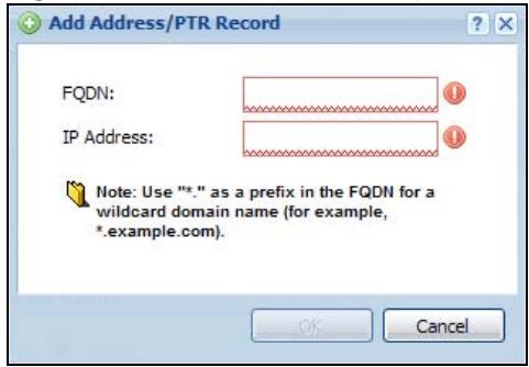 ZYXEL UAG2100 - Adding an Address/PTR Record - 1