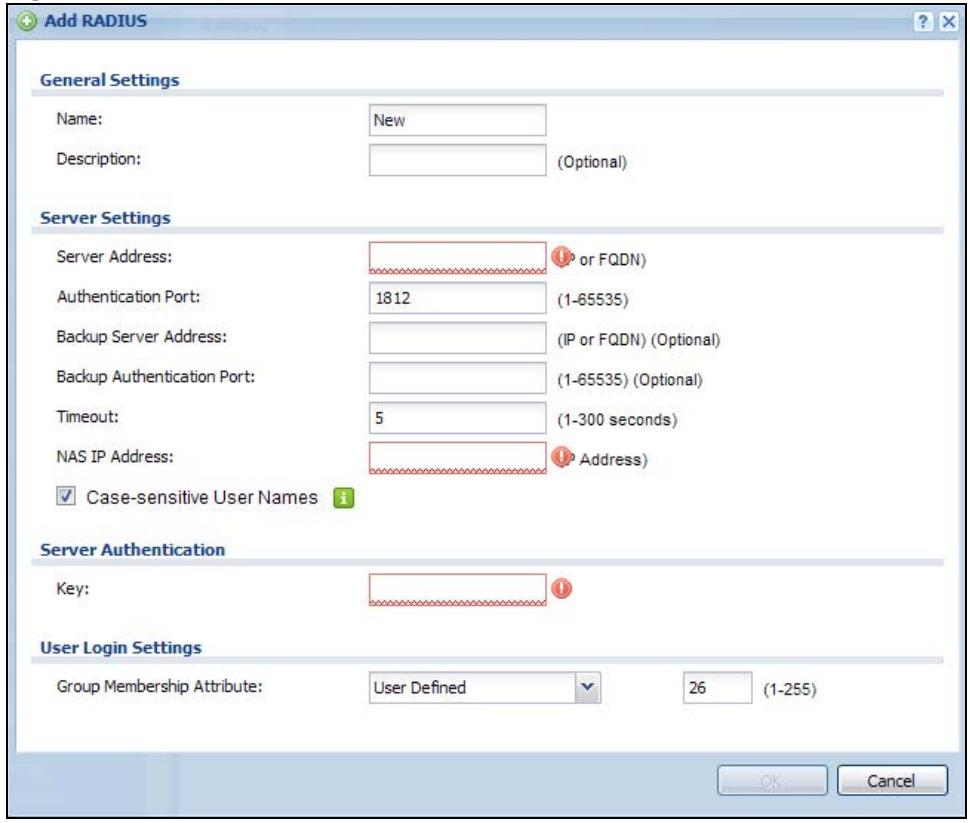 ZYXEL UAG2100 - Adding a RADIUS Server - 1