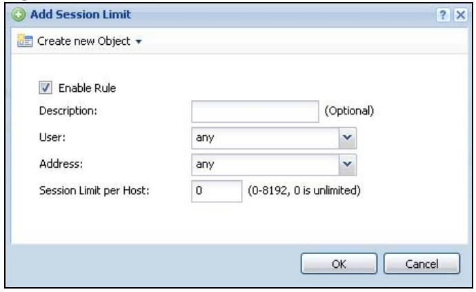ZYXEL UAG2100 - The Session Limit Add/Edit Screen - 1
