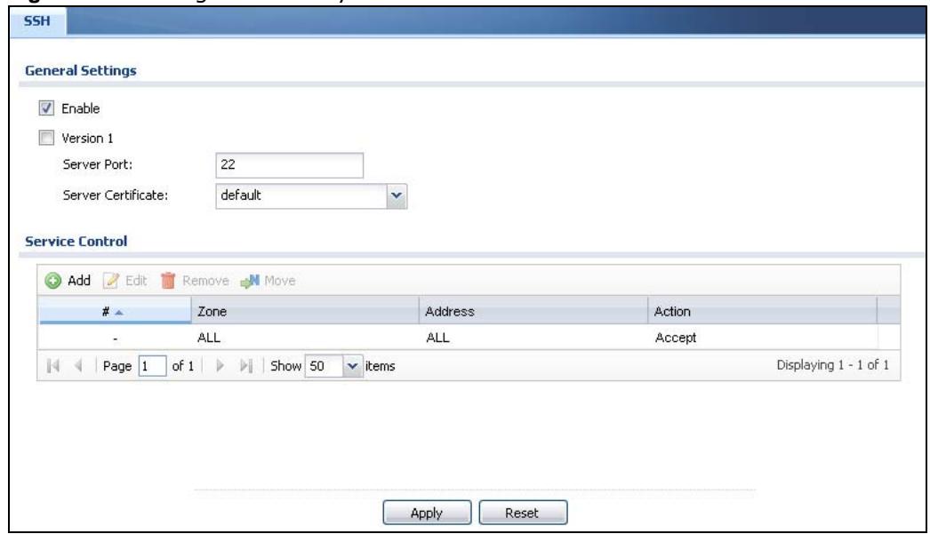 ZYXEL UAG2100 - Configuring SSH - 1