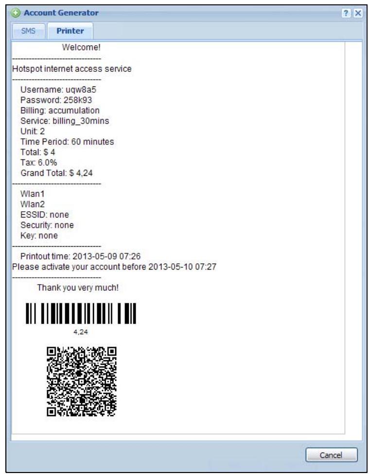 ZYXEL UAG2100 - The Account Generator Screen - 3