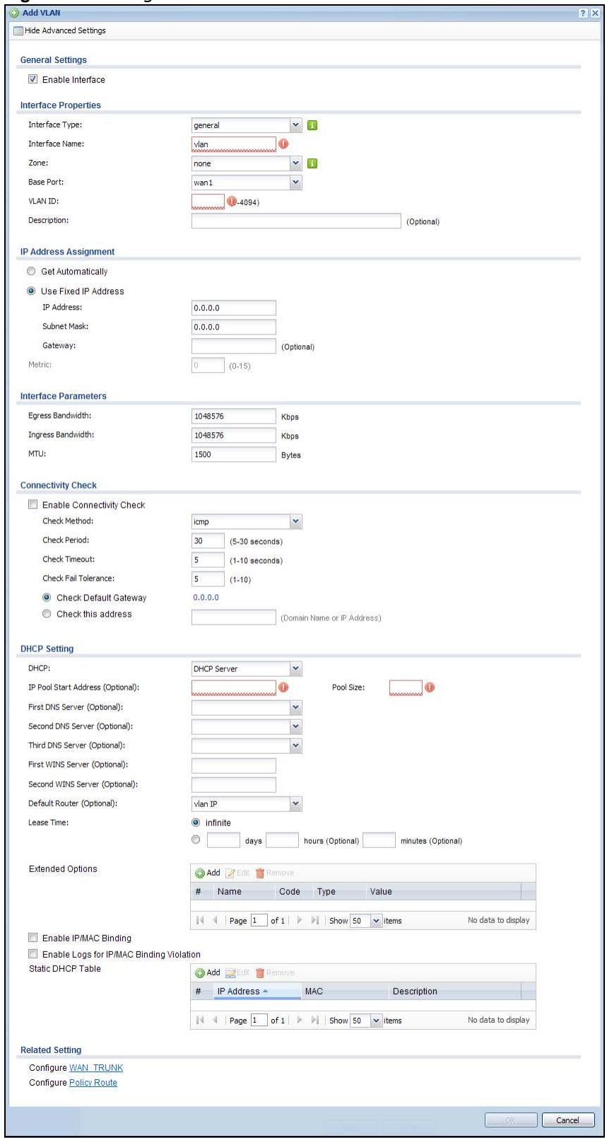 ZYXEL UAG2100 - VLAN Interface Add/Edit - 1