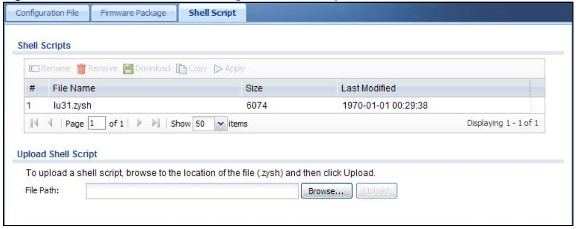 ZYXEL UAG2100 - The Shell Script Screen - 1