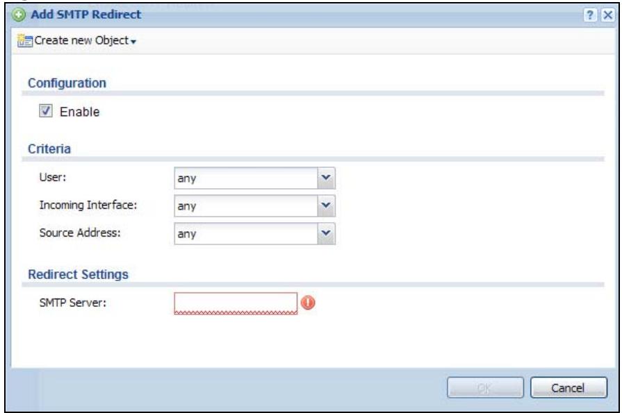 ZYXEL UAG2100 - The SMTP Redirect Edit Screen - 1