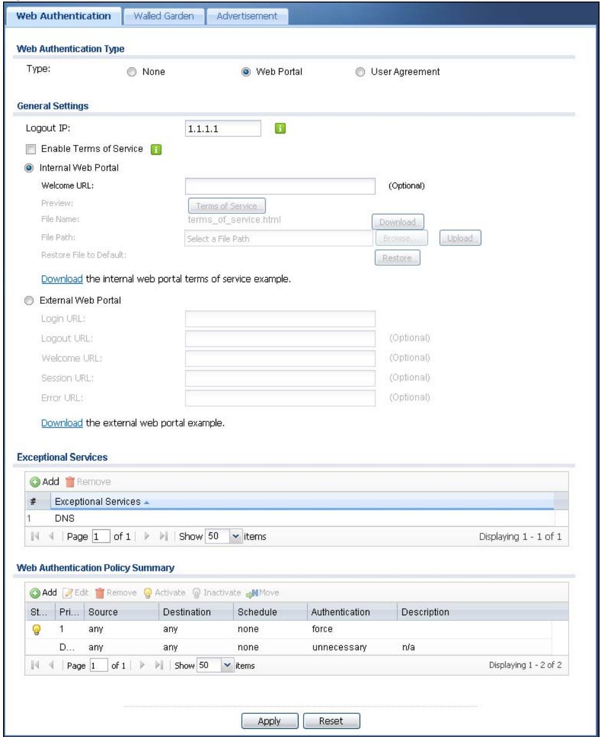 ZYXEL UAG2100 - Web Authentication Screen - 1
