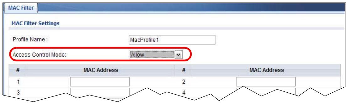 ZYXEL NWA1123-AC V2 - Profile Name Filter Action Modify - 1