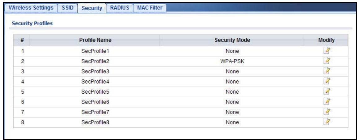 ZYXEL NWA1123-AC V2 - Wireless Security Screen - 1
