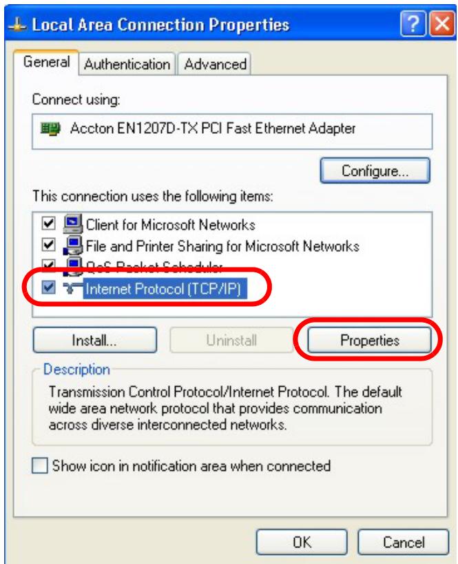 ZYXEL NWA1123-AC V2 - Right-click Local Area Connection and then select Properties. - 2