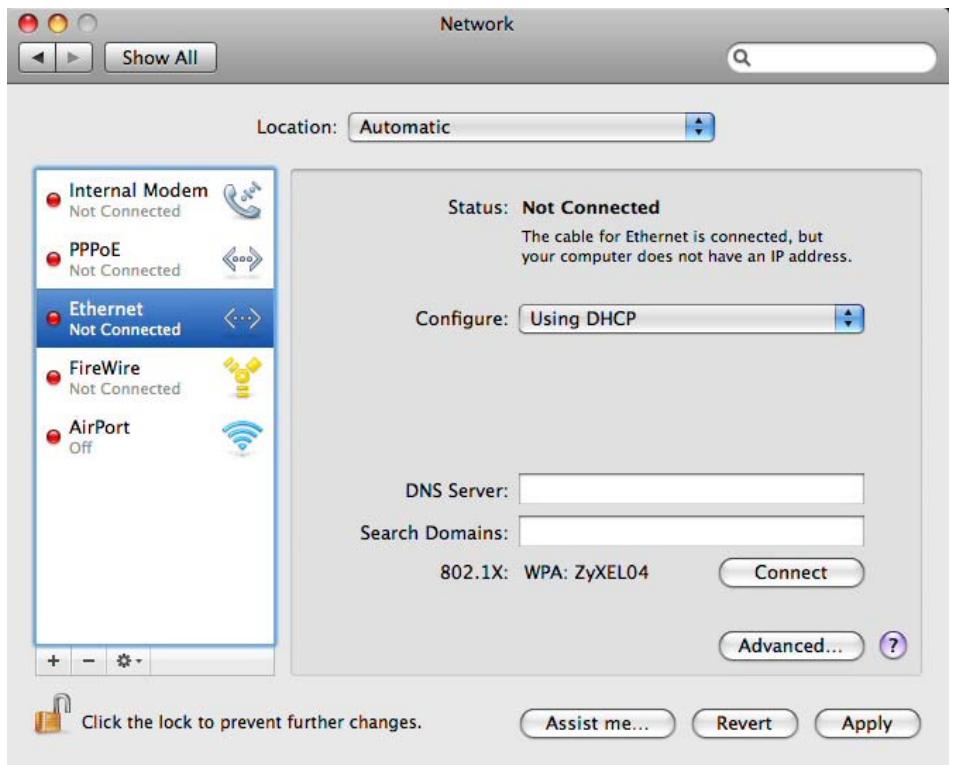 ZYXEL NWA1123-AC V2 - When the Network preferences pane opens, select Ethernet from the list of available connection types. - 1