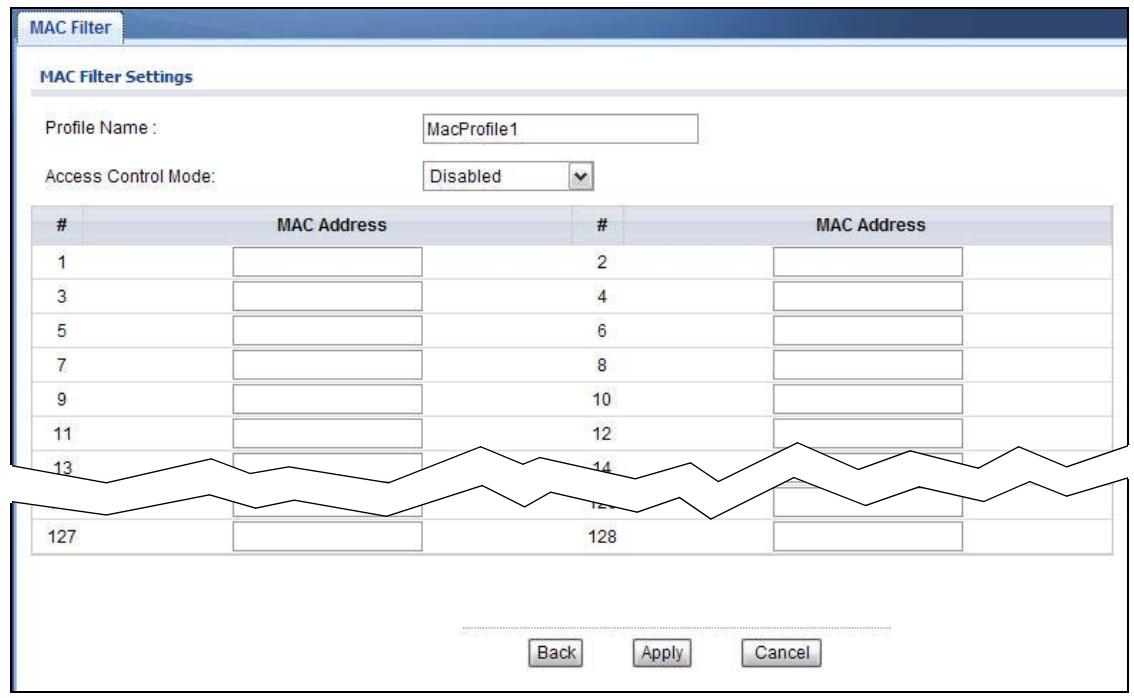ZYXEL NWA1123-AC V2 - Profile Name Filter Action Modify - 1