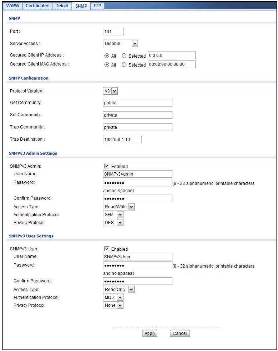ZYXEL NWA1123-AC V2 - SNMP Screen - 1