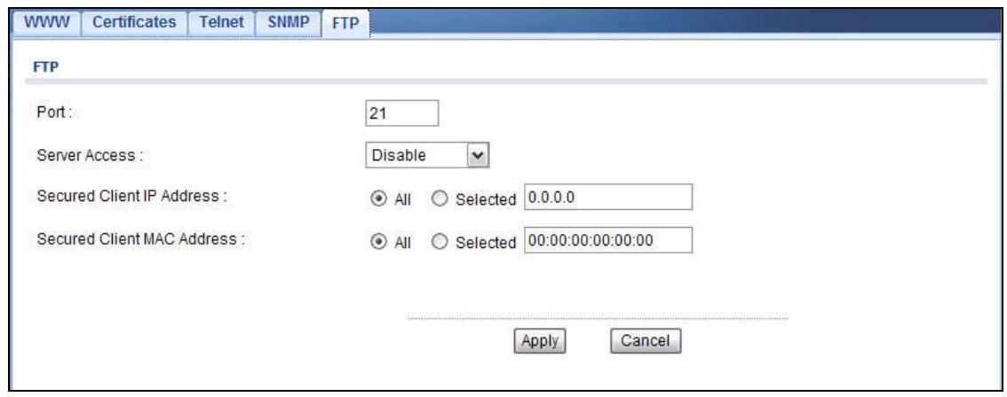 ZYXEL NWA1123-AC V2 - FTP Screen - 1
