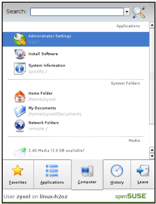 ZYXEL NWA1123-AC V2 - Click K Menu > Computer > Administrator Settings (YaST). - 1
