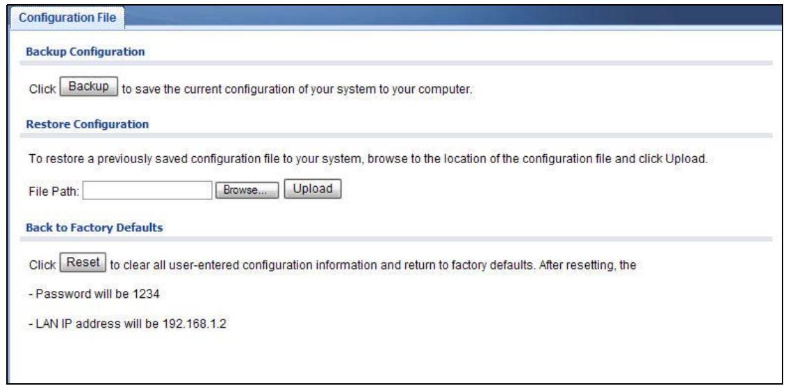 ZYXEL NWA1123-AC V2 - Configuration File Screen - 1