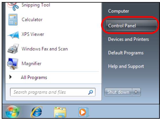 ZYXEL NWA1123-AC V2 - Click Start > Control Panel. - 1