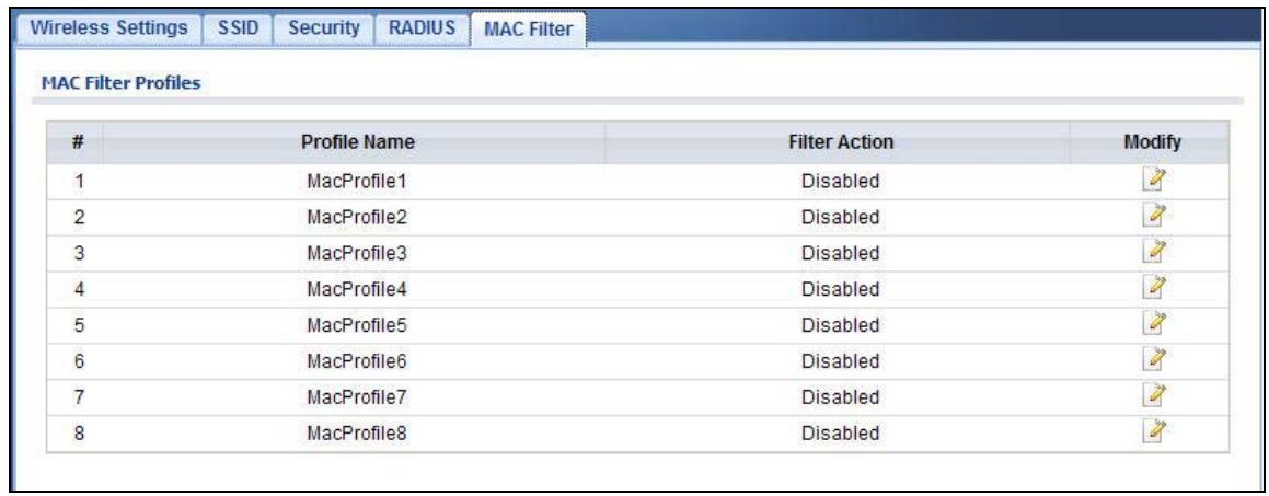 ZYXEL NWA1123-AC V2 - MAC Filter Screen - 2