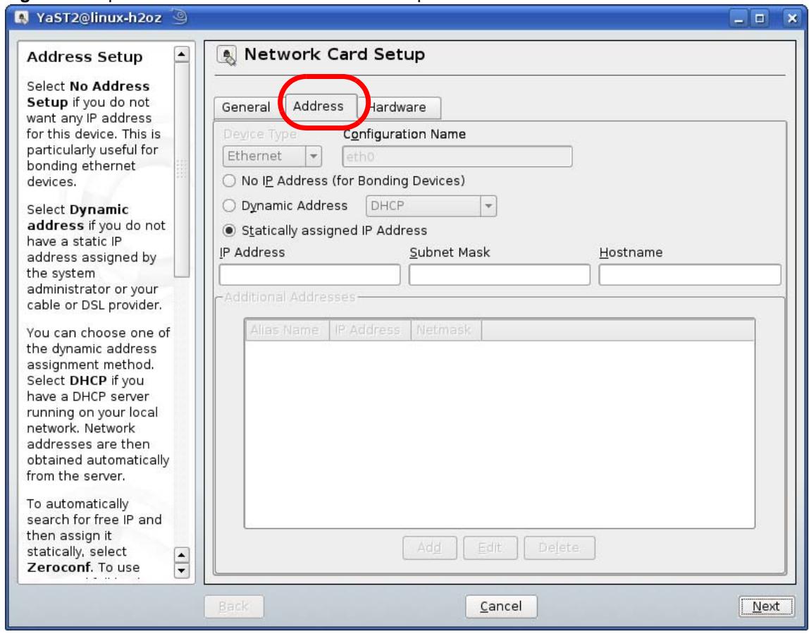 ZYXEL NWA1123-AC V2 - When the Network Card Setup window opens, click the Address tab - 1
