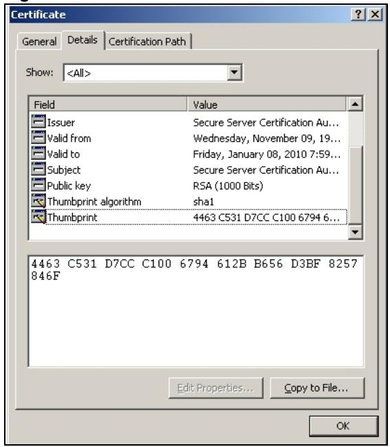 ZYXEL NWA1123-AC V2 - Checking the Fingerprint of a Certificate on Your Computer - 2