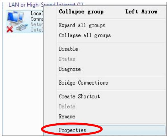 ZYXEL NWA1123-AC V2 - Right-click Local Area Connection and then select Properties. - 1