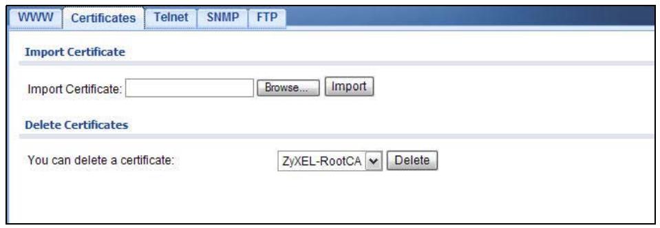 ZYXEL NWA1123-AC V2 - Certificates Screen - 1