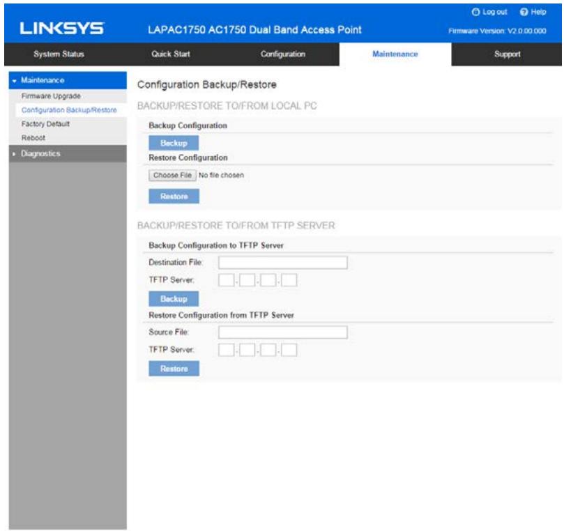 LINKSYS LAPAC1750 - Configuration Backup/Restore - 1