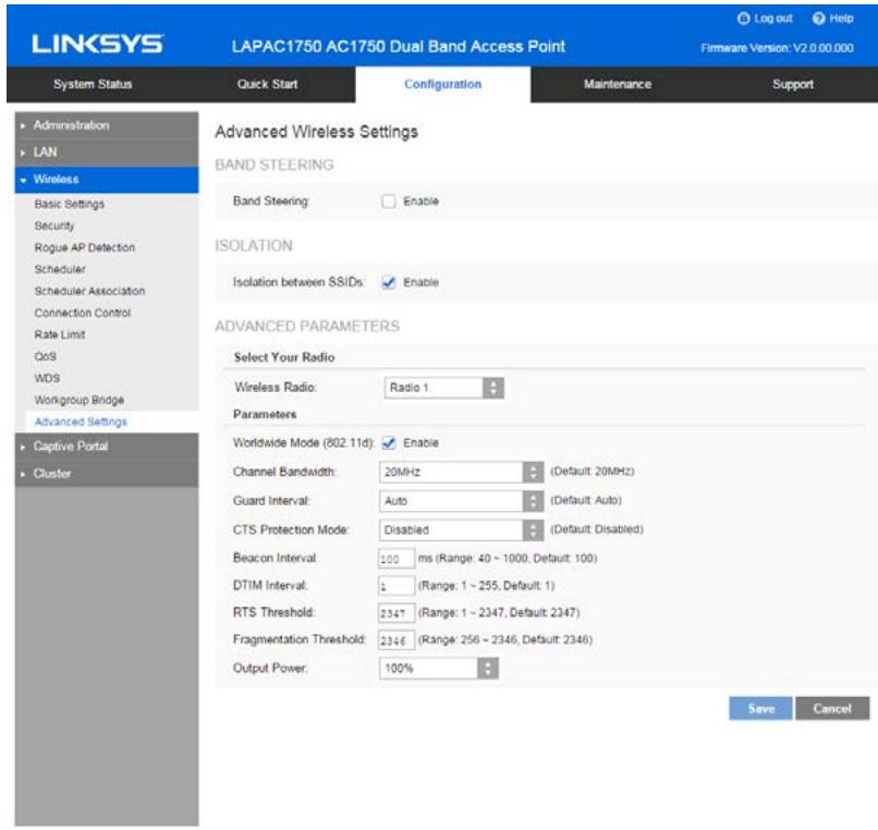 LINKSYS LAPAC1750 - Advanced Settings - 1