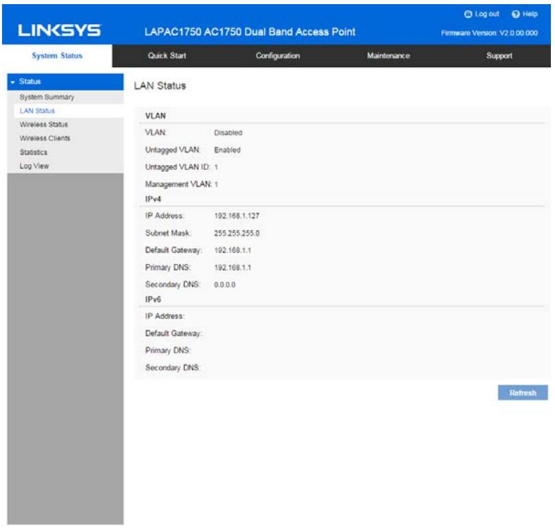 LINKSYS LAPAC1750 - LAN Status - 1