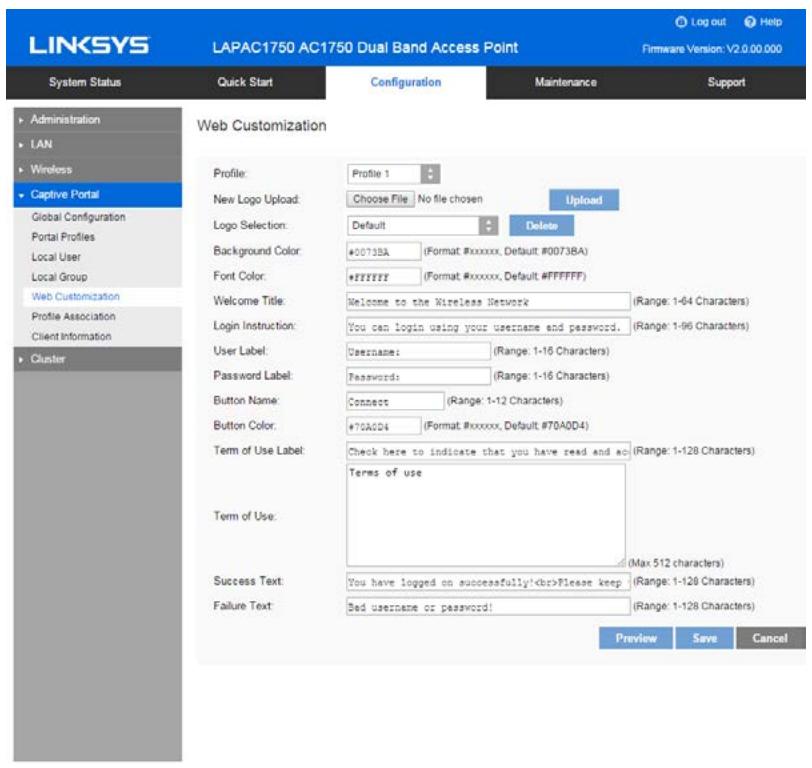 LINKSYS LAPAC1750 - Web Customization - 1